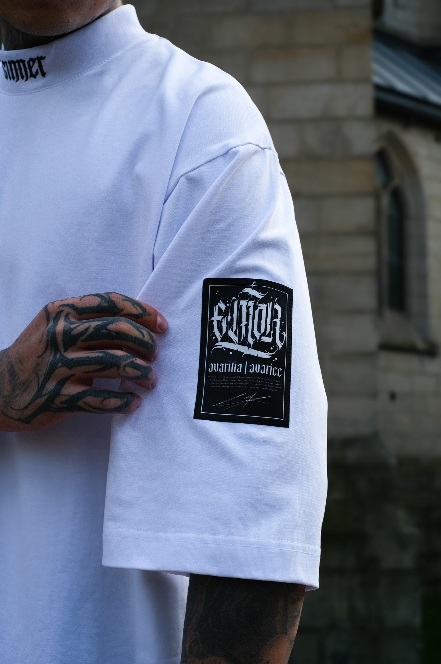 "SINNER" White T-shirt 300gsm | AVARITIA LTD Collection