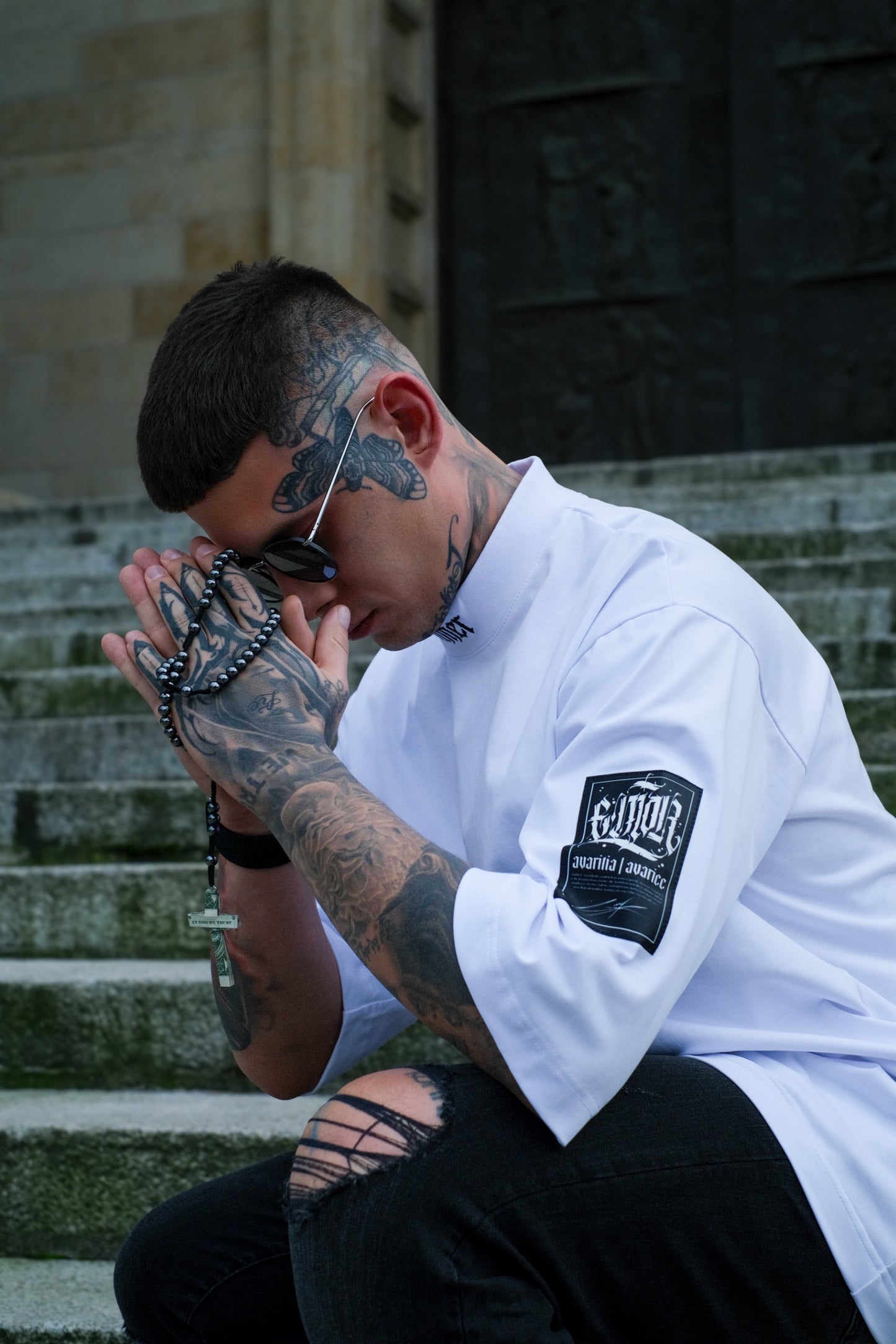 "SINNER" White T-shirt 300gsm | AVARITIA LTD Collection
