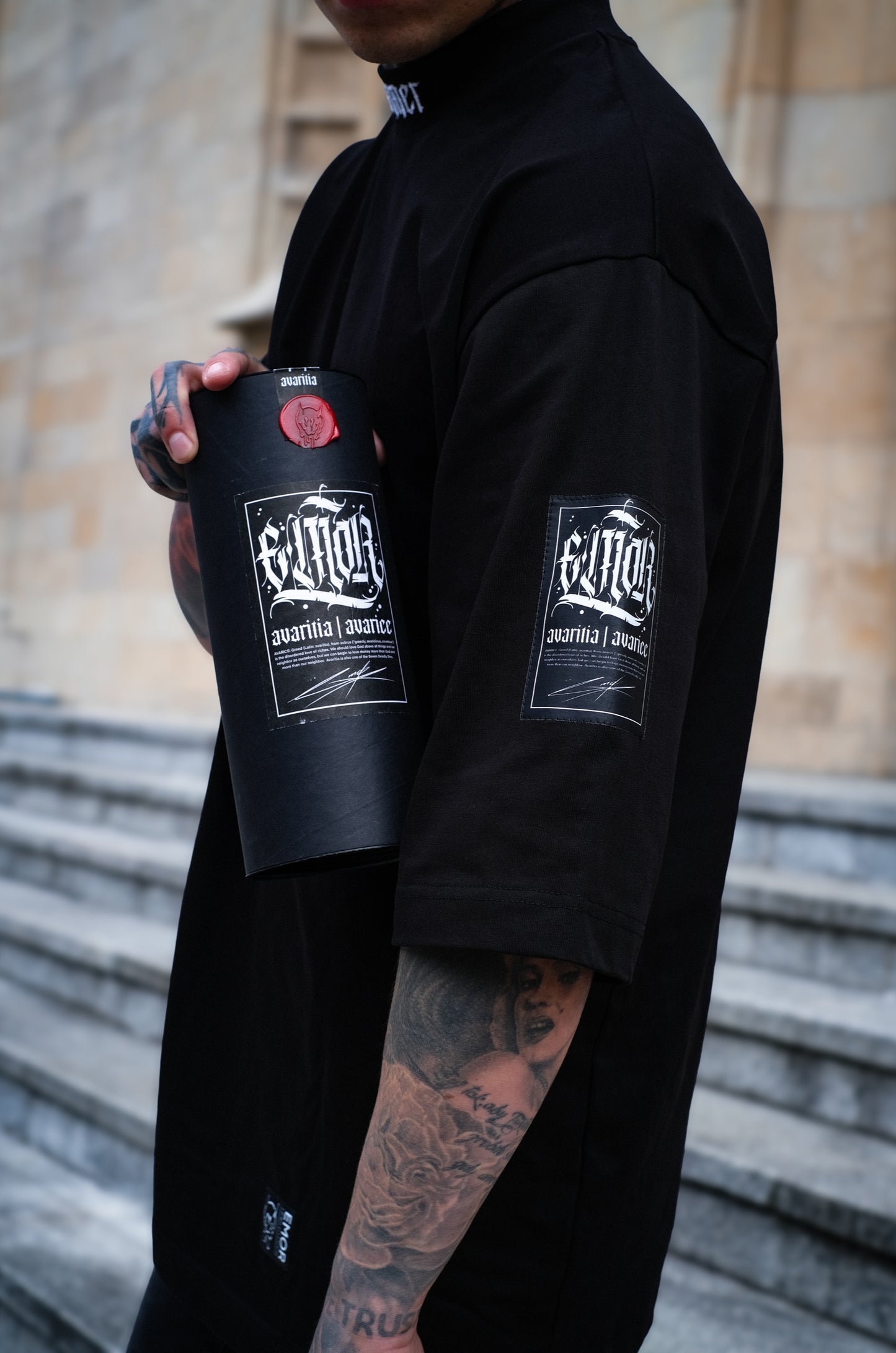 "SINNER" Black T-shirt 300gsm | AVARITIA LTD Collection